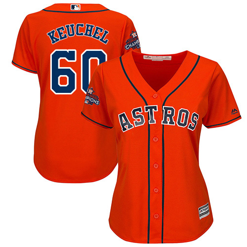 Astros #60 Dallas Keuchel Orange Alternate World Series Champions Women's Stitched MLB Jersey